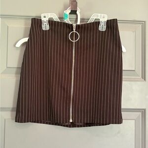 Black Pinstripe Skirt with Zipper